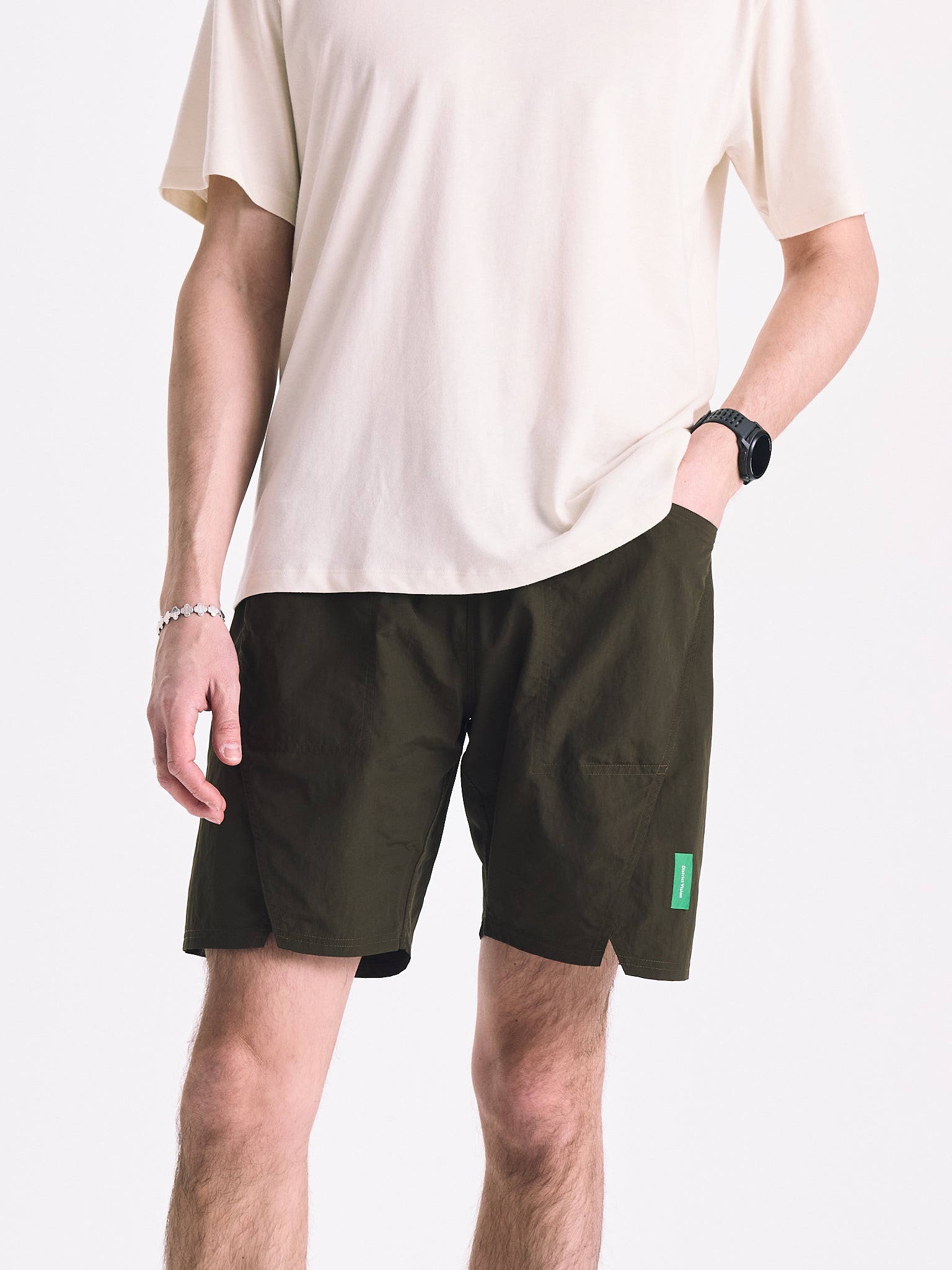District Vision Mens Taslan Nylon Shorts Moss