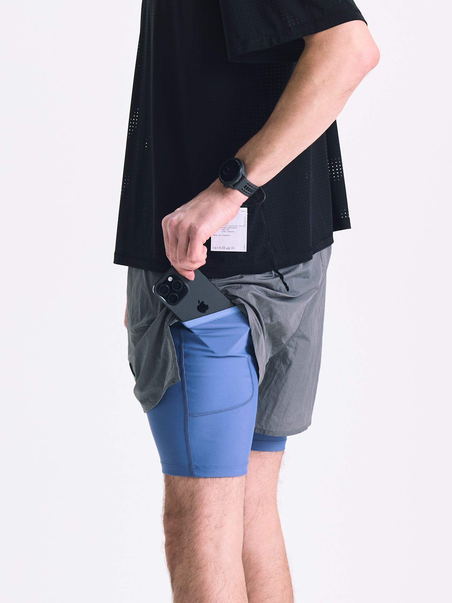 District Vision Mens Ultralight Nylon Trail Shorts Graphite/ Race Blue