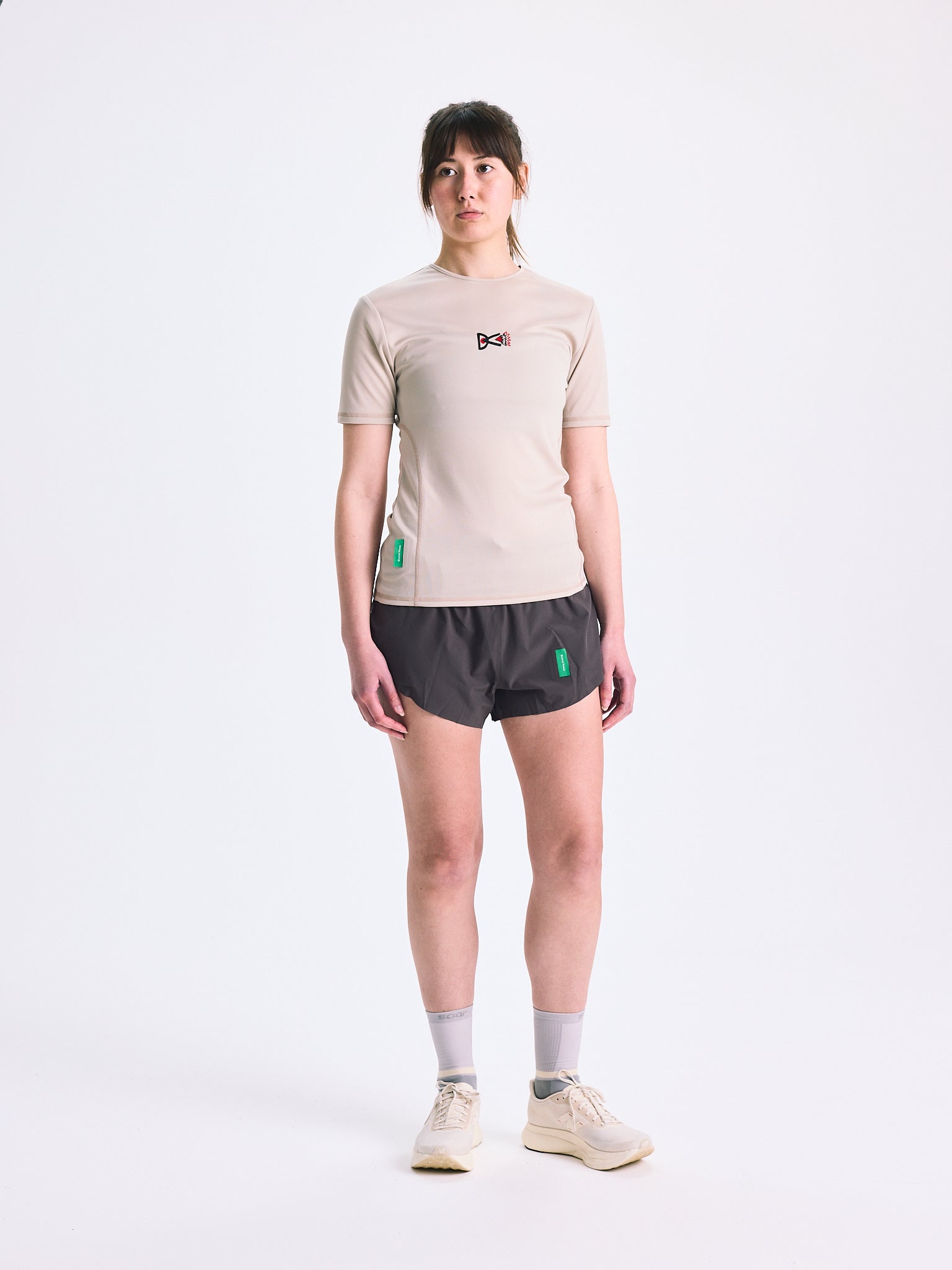 District Vision Womens Panelled Training T Shirt Bamboo