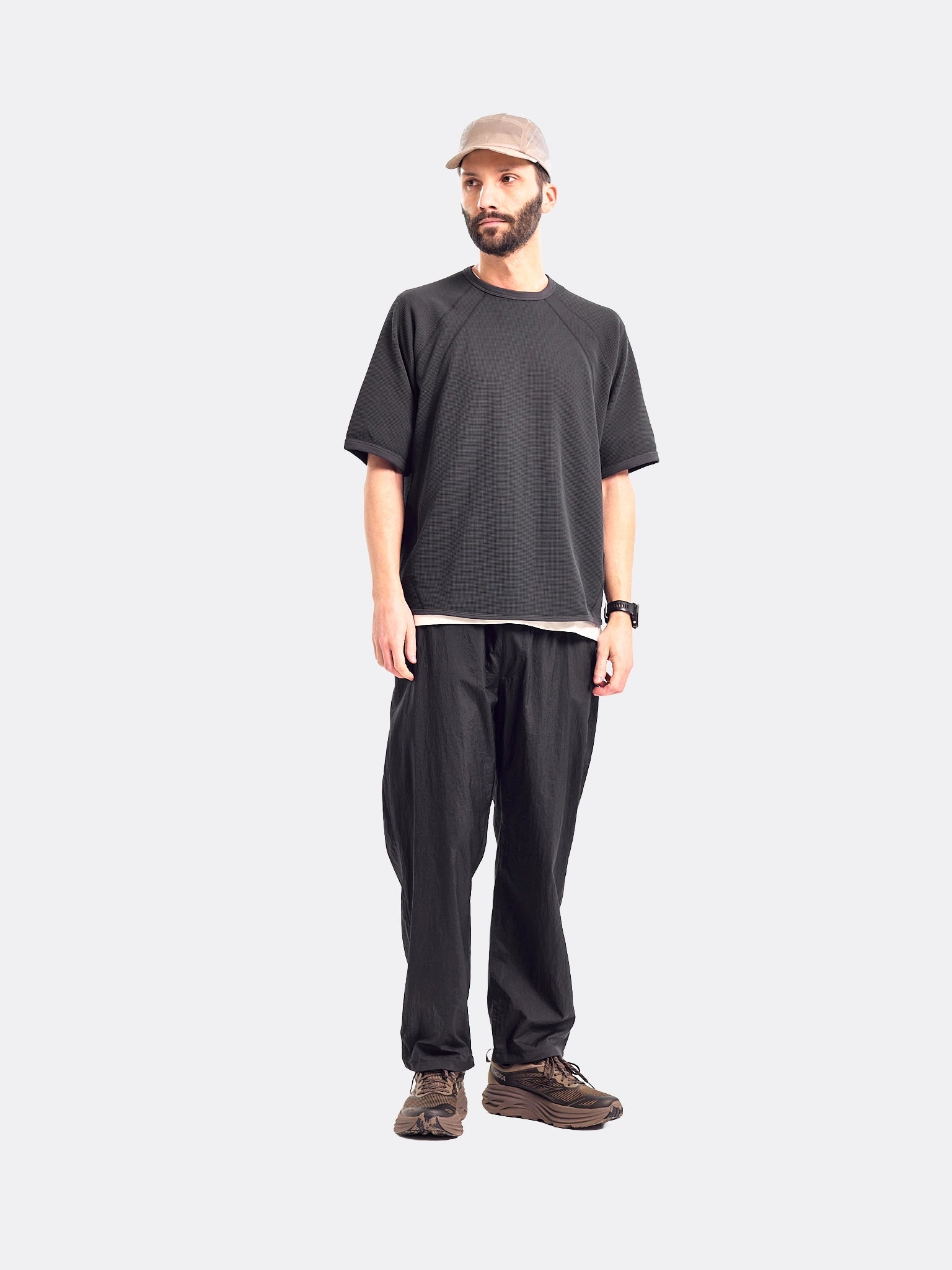 Goldwin Waffle Mesh Actinoid T Shirt Ebony Gray