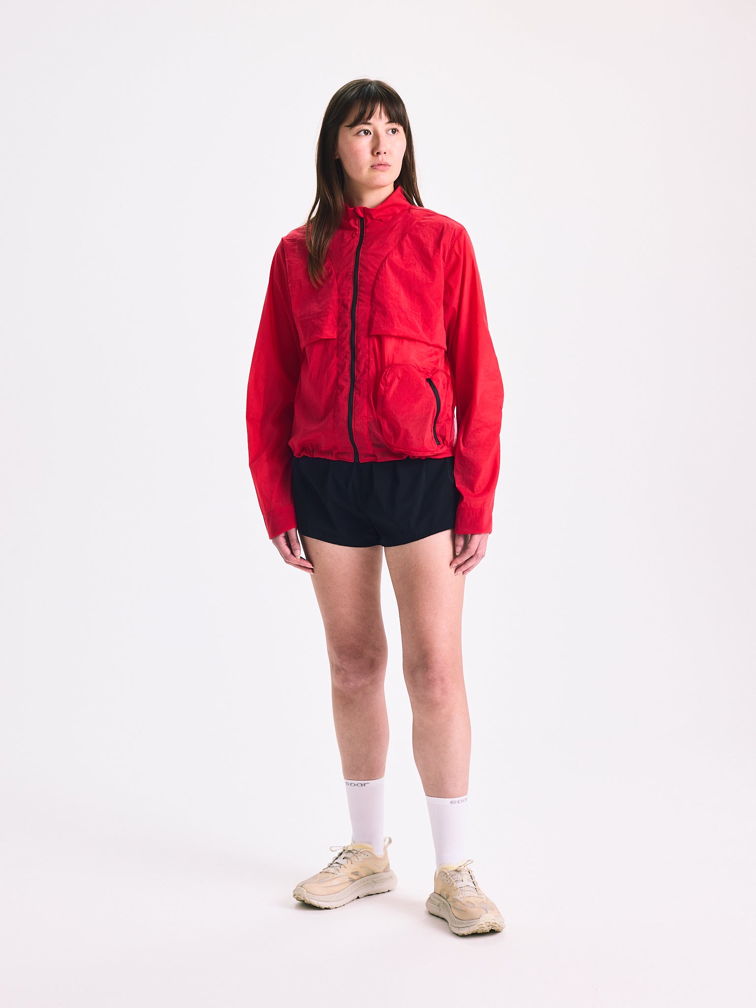 Literary Sport Celeste Stand Collar Run Jacket Scarlet