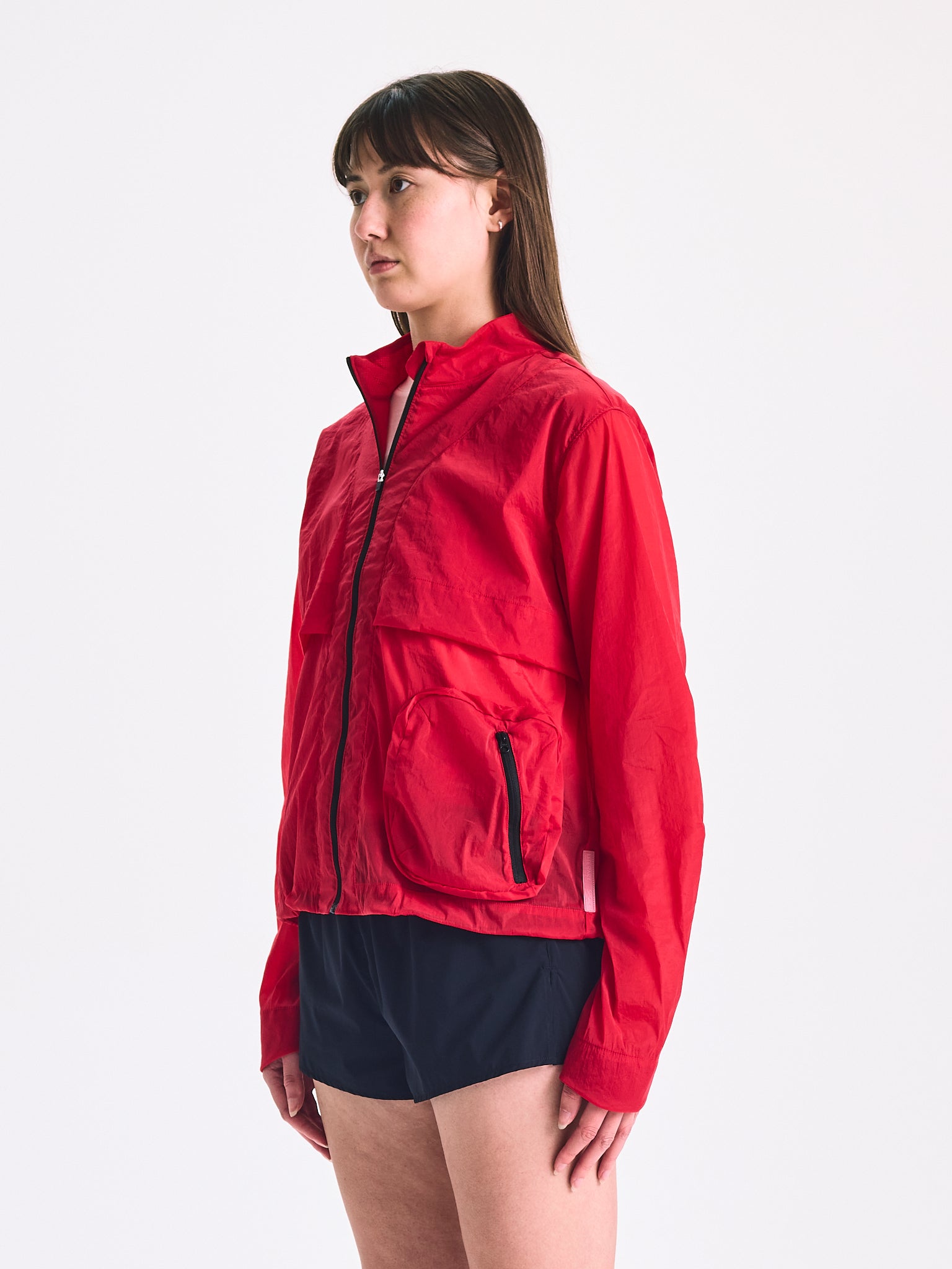 Literary Sport Celeste Stand Collar Run Jacket Scarlet