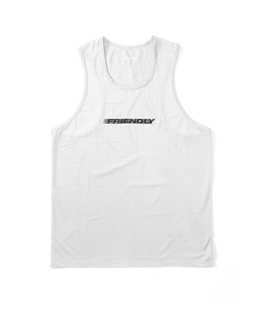 Mens Friendly Racing Singlet - Pearl/Black
