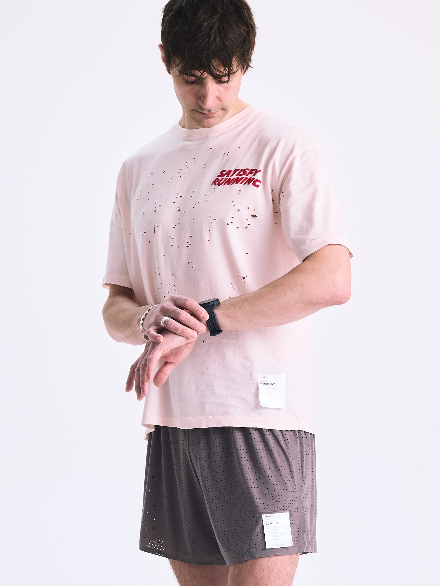 Satisfy Mens MothTech T-Shirt SunBleached Rosewater