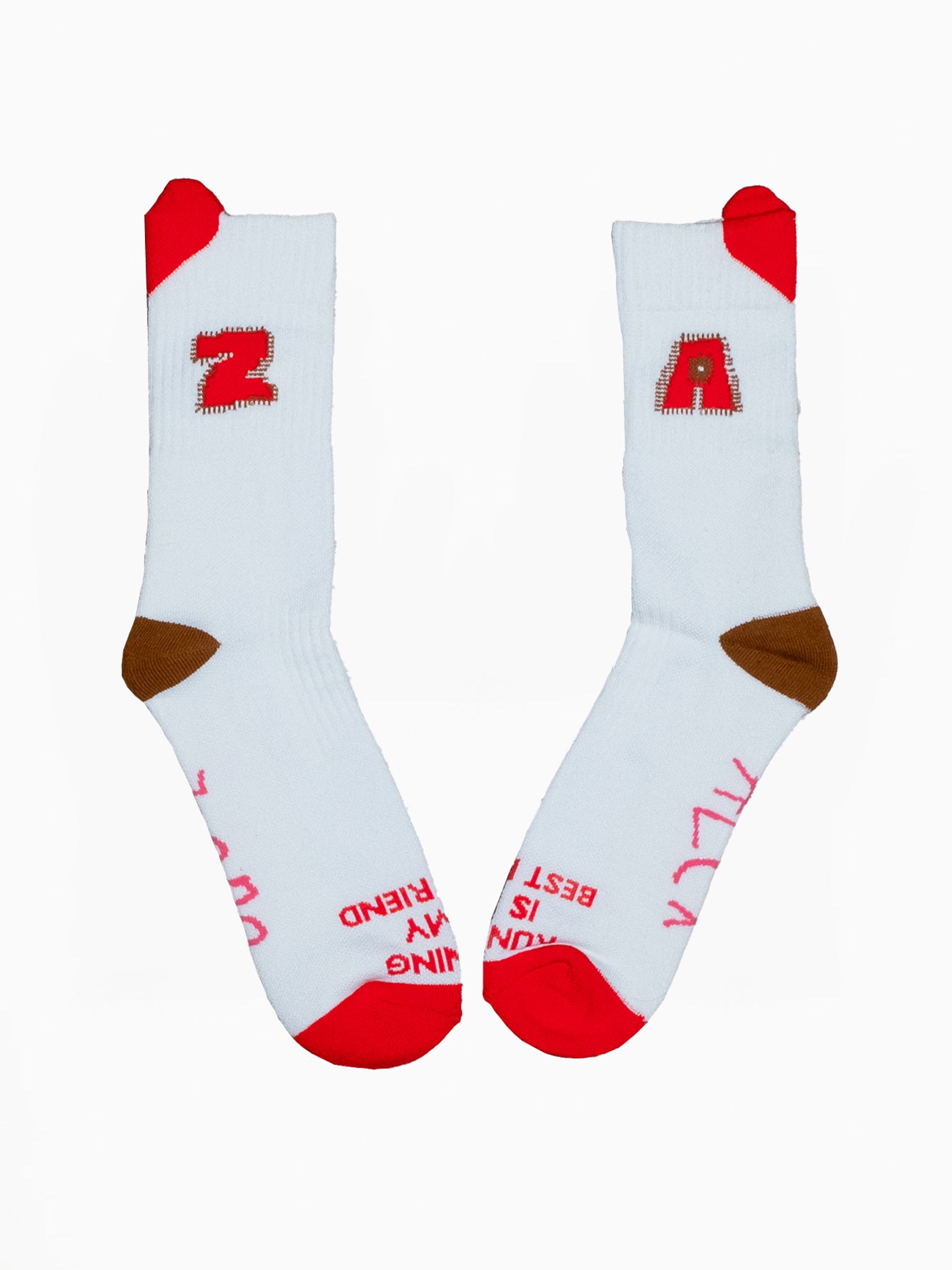 Alex Zono "running loves you" Socks White/Red
