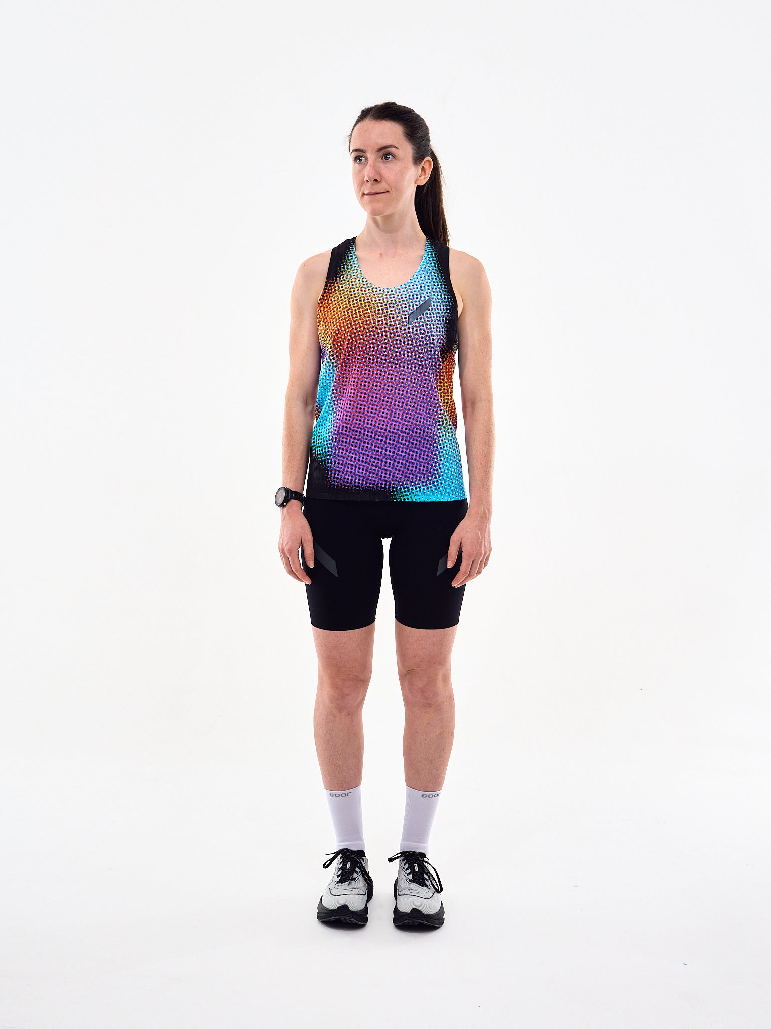 SOAR Womens Race Vest Rainbow Dot