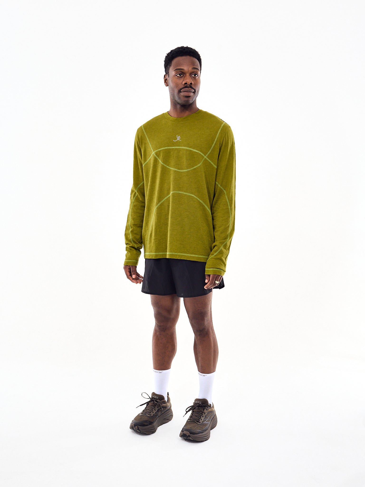 TIEMPOS Merino Wool Spotted Long Sleeve Green