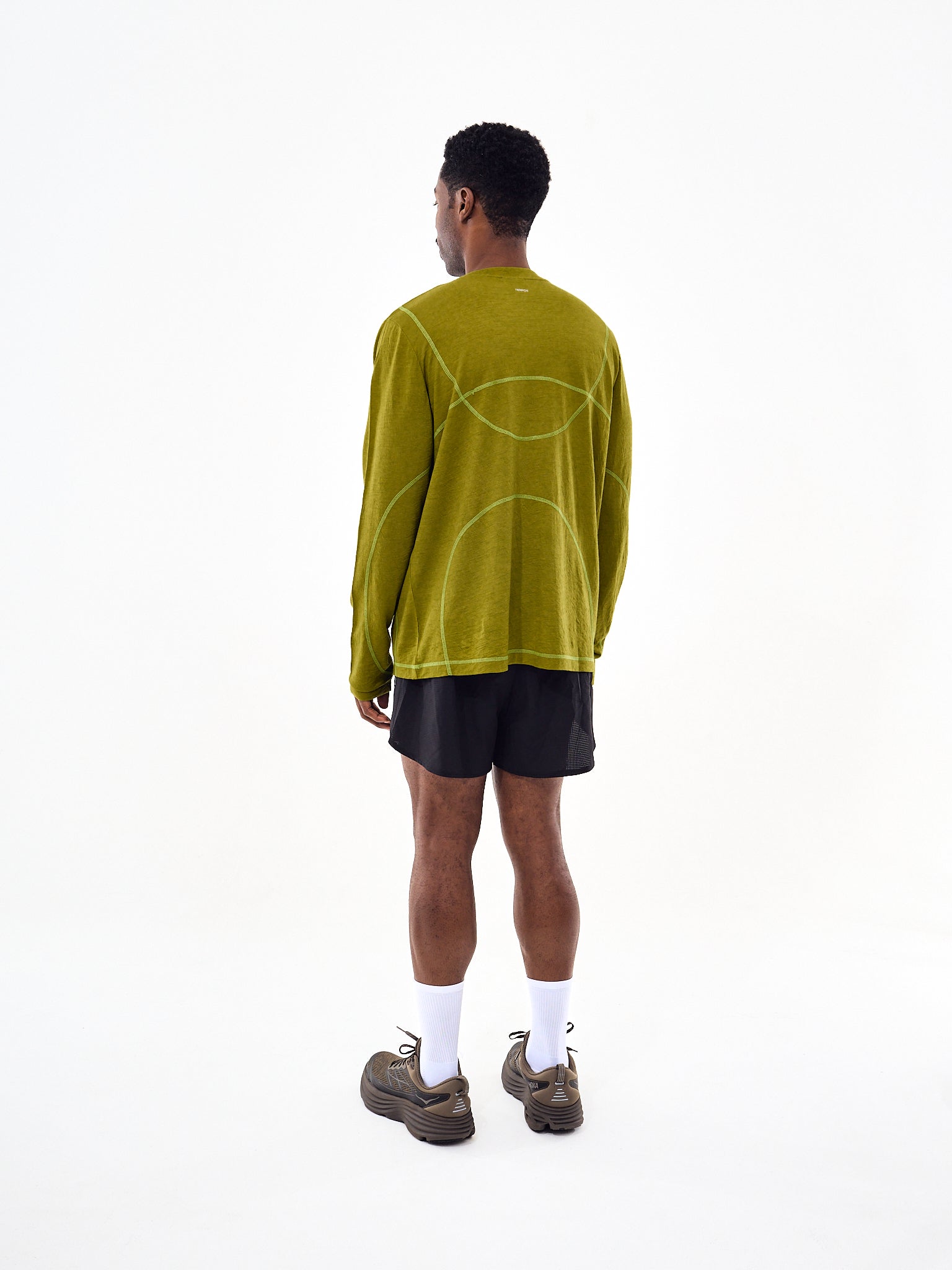 TIEMPOS Merino Wool Spotted Long Sleeve Green