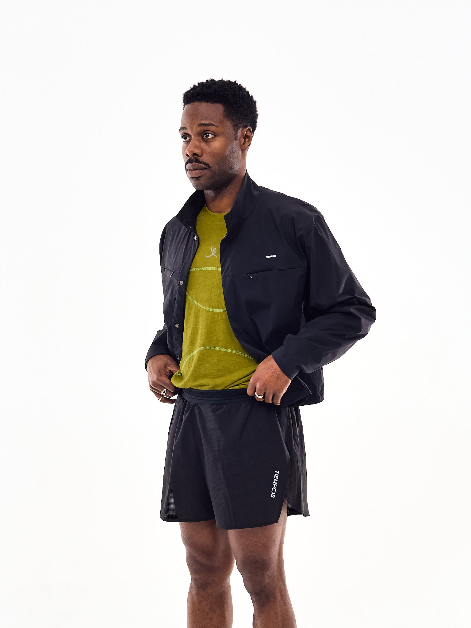 TIEMPOS Windbreaker Shirt Black