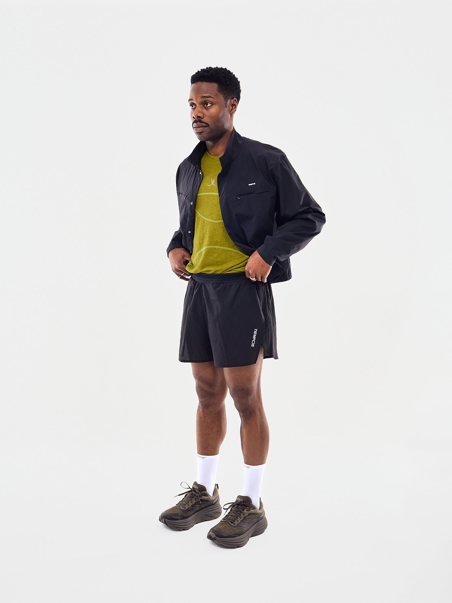 TIEMPOS Perforated 3" Shorts Black