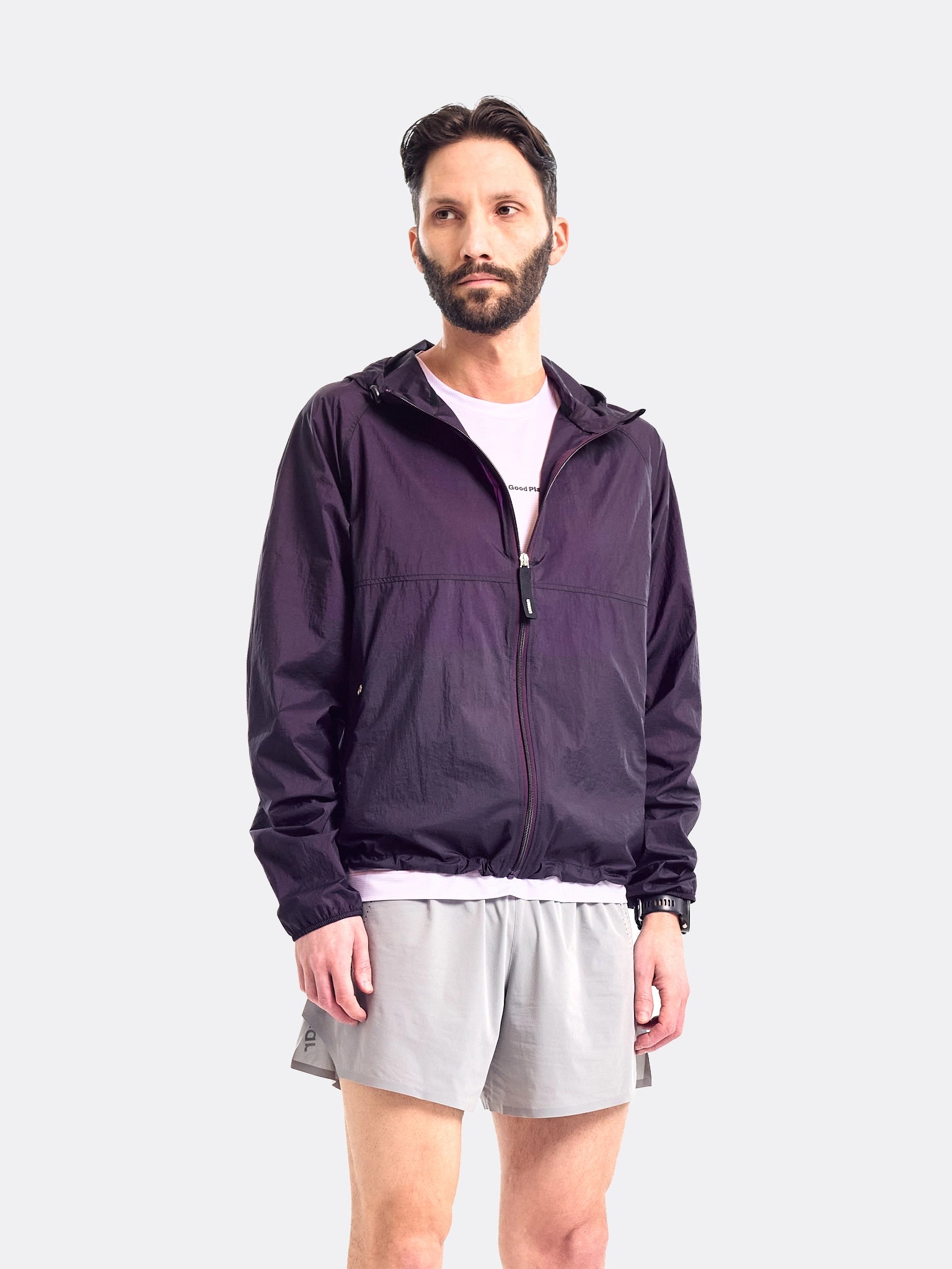 UNNA Mens Smiles Run Jacket Aubergine