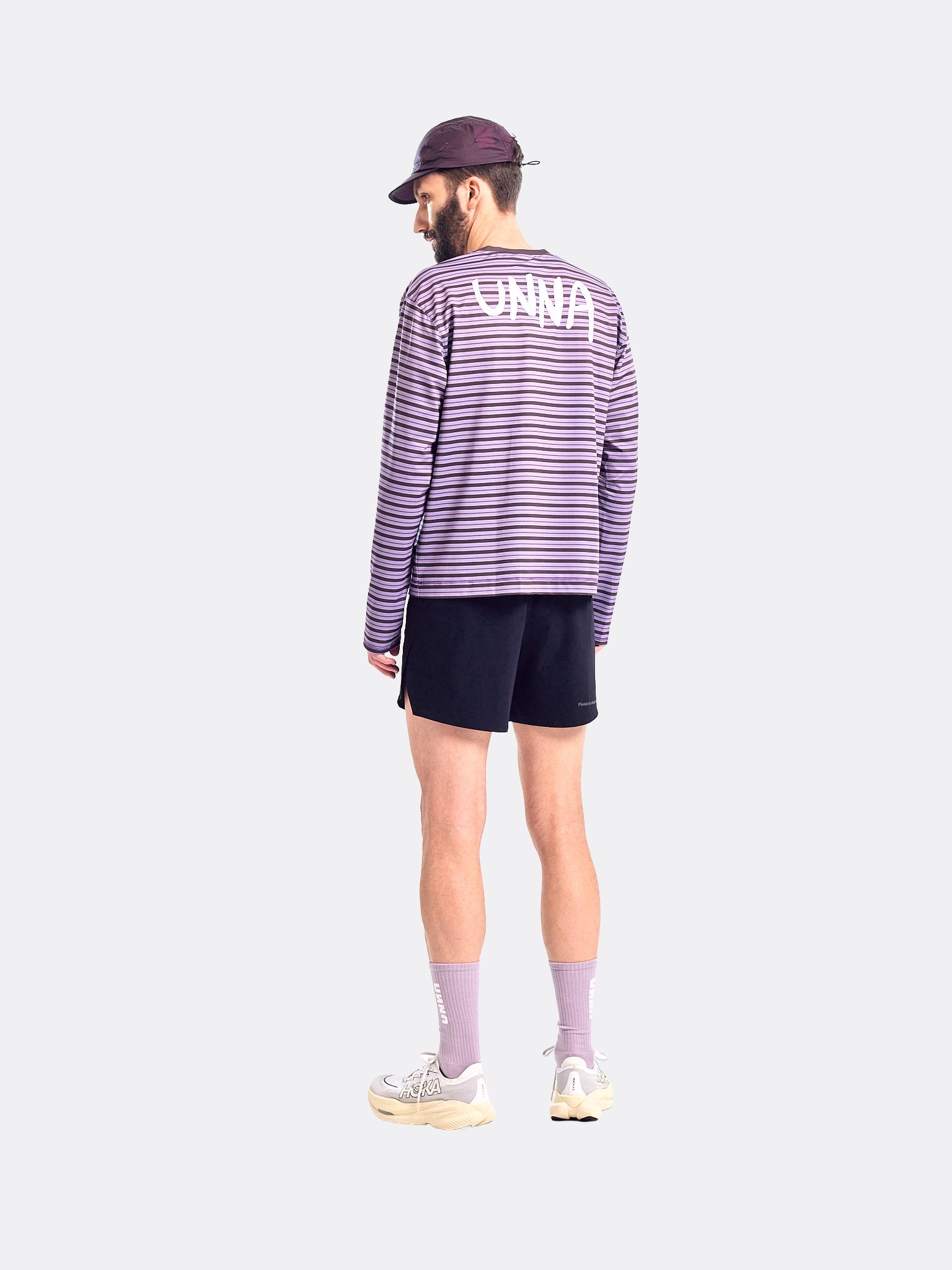 UNNA Mens Striped Long Sleeve T Shirt Grape