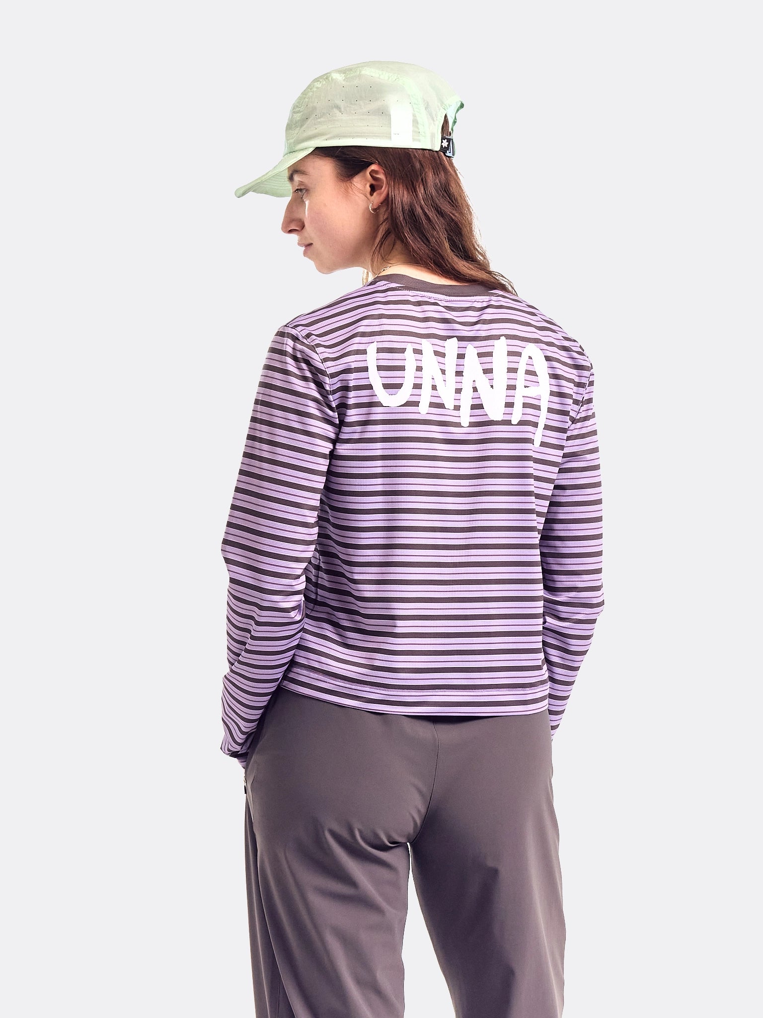 UNNA Womens Striped Long Sleeve T Shirt Grape