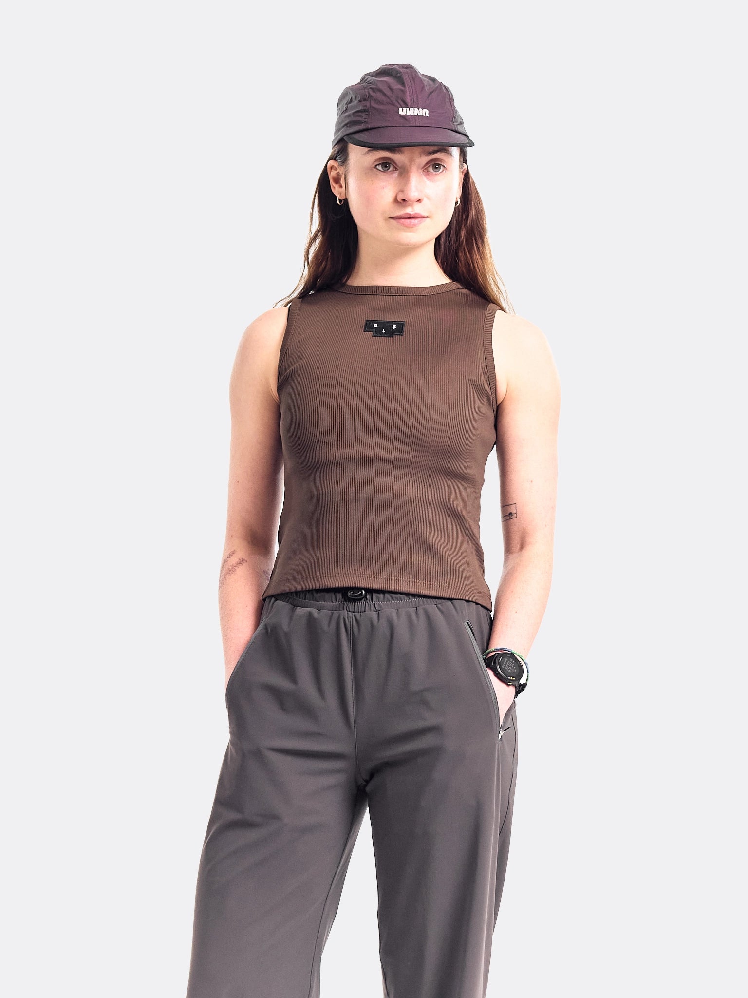 UNNA Womens Rib Tank Top Brown