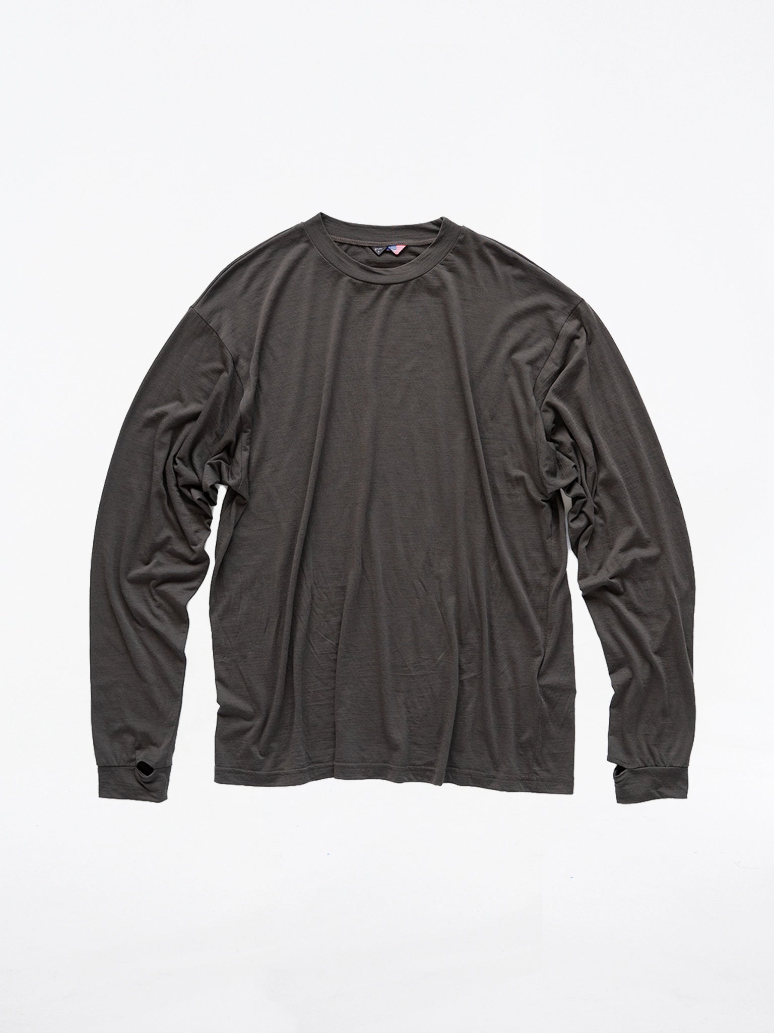 Gnuhr Creeper Crew Merino LS Top Black Olive