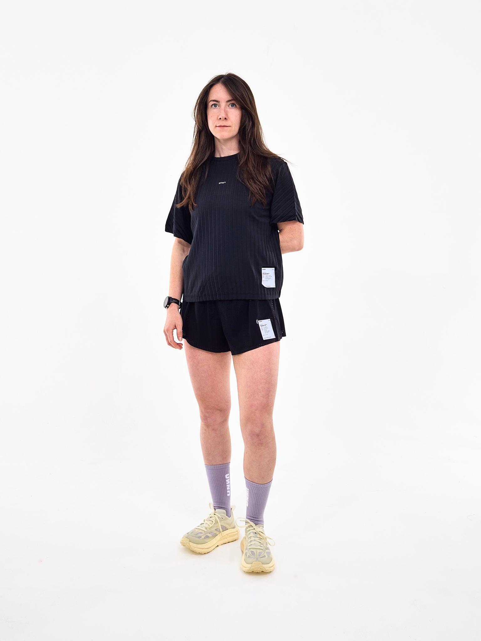 Satisfy Womens Auralite Pleated T-Shirt Black