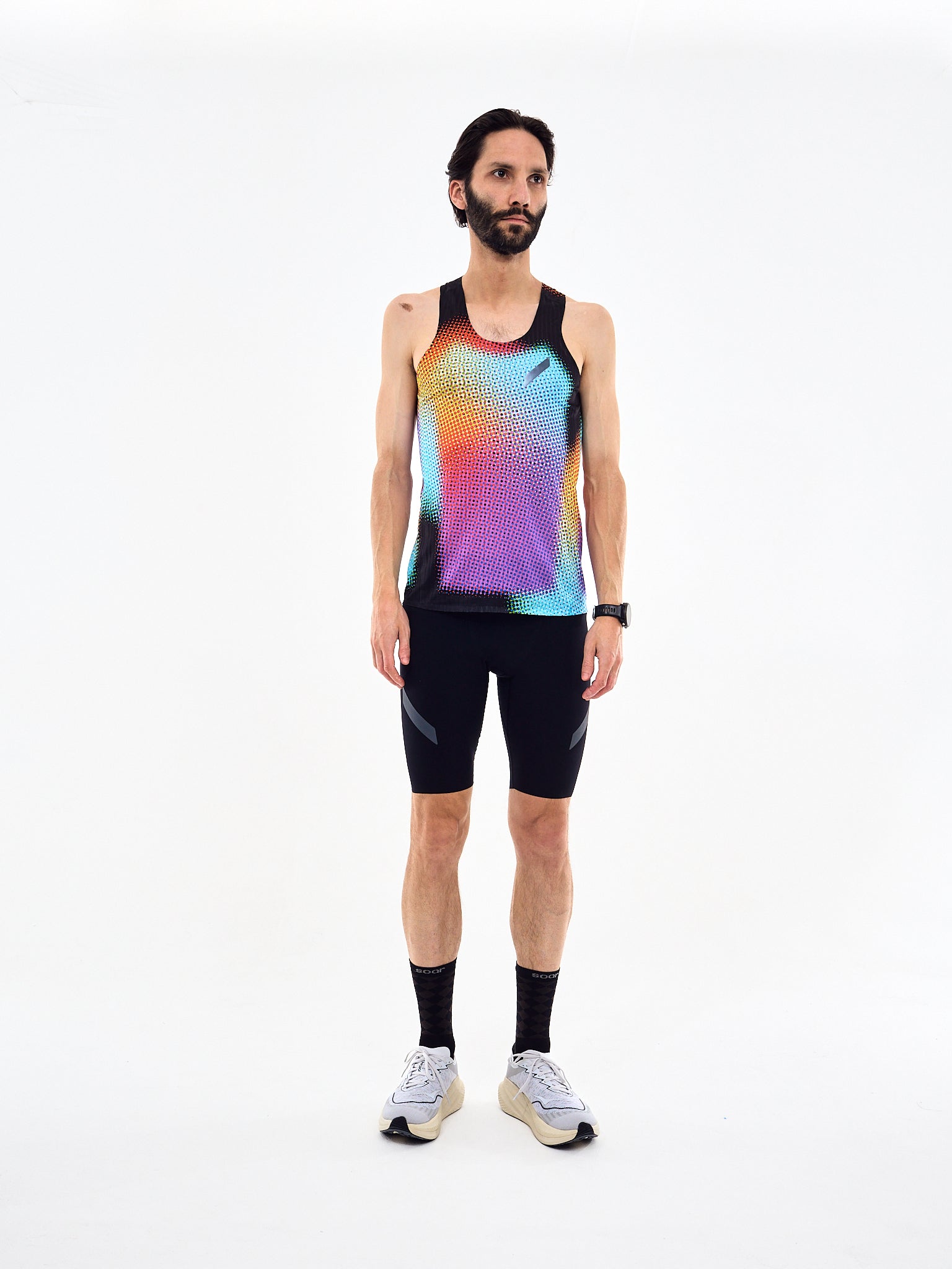 SOAR Mens Race Vest Rainbow Dot